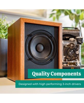 Huntley Powered Bookshelf Speakers with Built-in Amplifier, 3" Drivers, Bluetooth 5, RCA/Aux