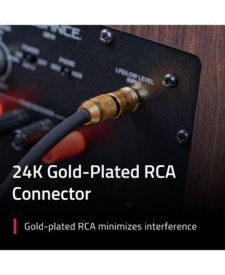 Premium Grade Subwoofer Cable with Gold Plated RCA Connectors for Subwoofer, Home Theater, Amplifier - 12 ft