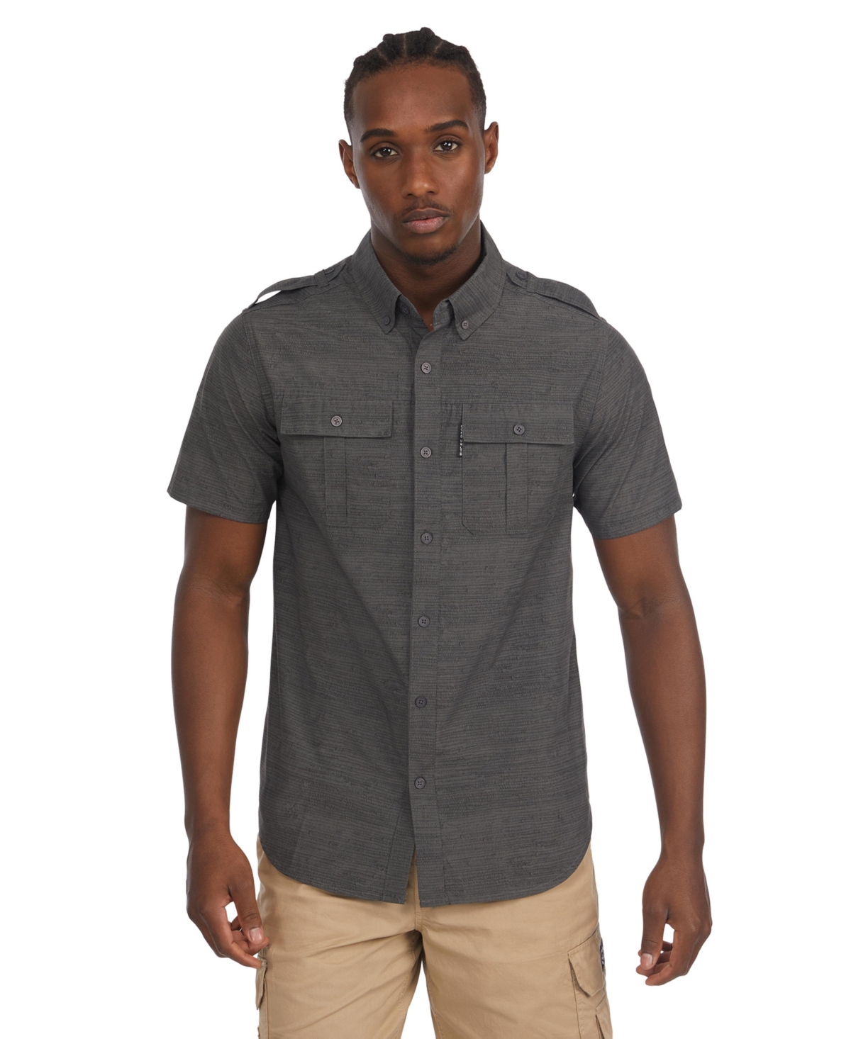 Men's Sweat Short Sleeve Woven Shirt - Magnet
