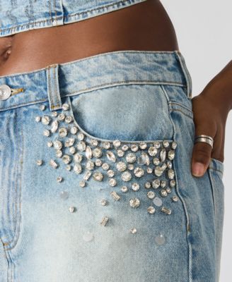 Women's Eras Embellished Cotton Denim Mini Skirt
