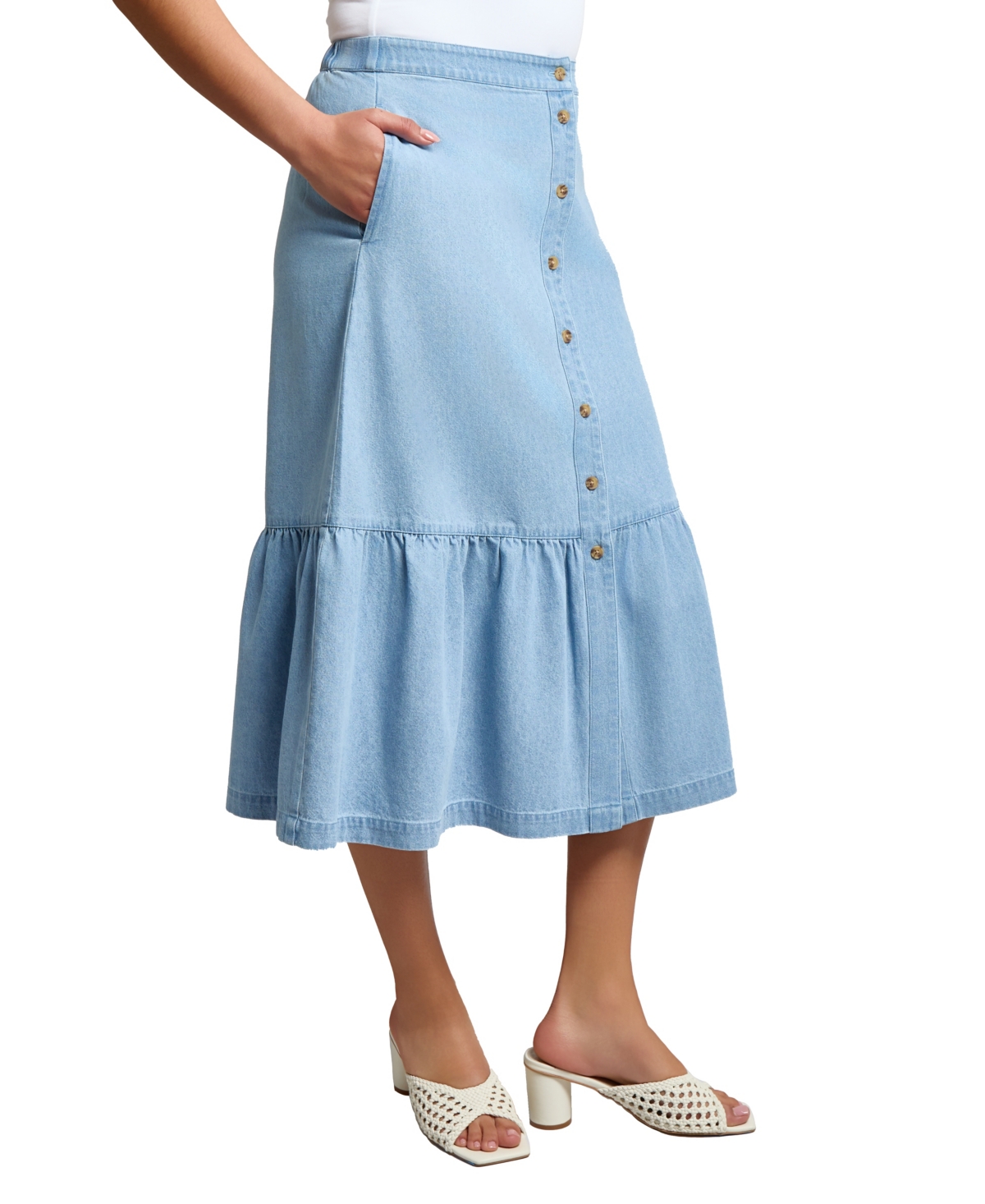 Jones New York Plus Size Chambray Midi Skirt
