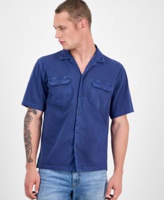 Sun + Stone - Men's Short Sleeve Washed Button-Front Camp Shirt