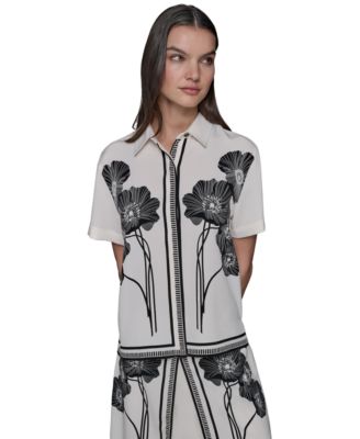 KARL LAGERFELD PARIS - Women's Floral Print Shirt