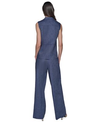 Women's Pinstripe Button-Front Vest