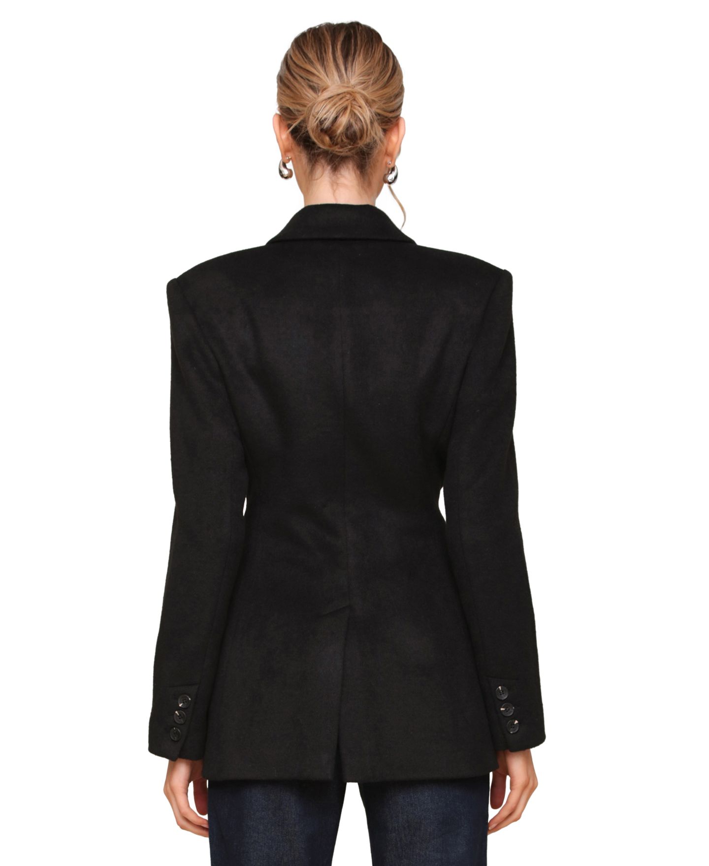 Женская куртка Avec Les Filles Notched-Collar Blazer, цвет: Чёрный — фото 2