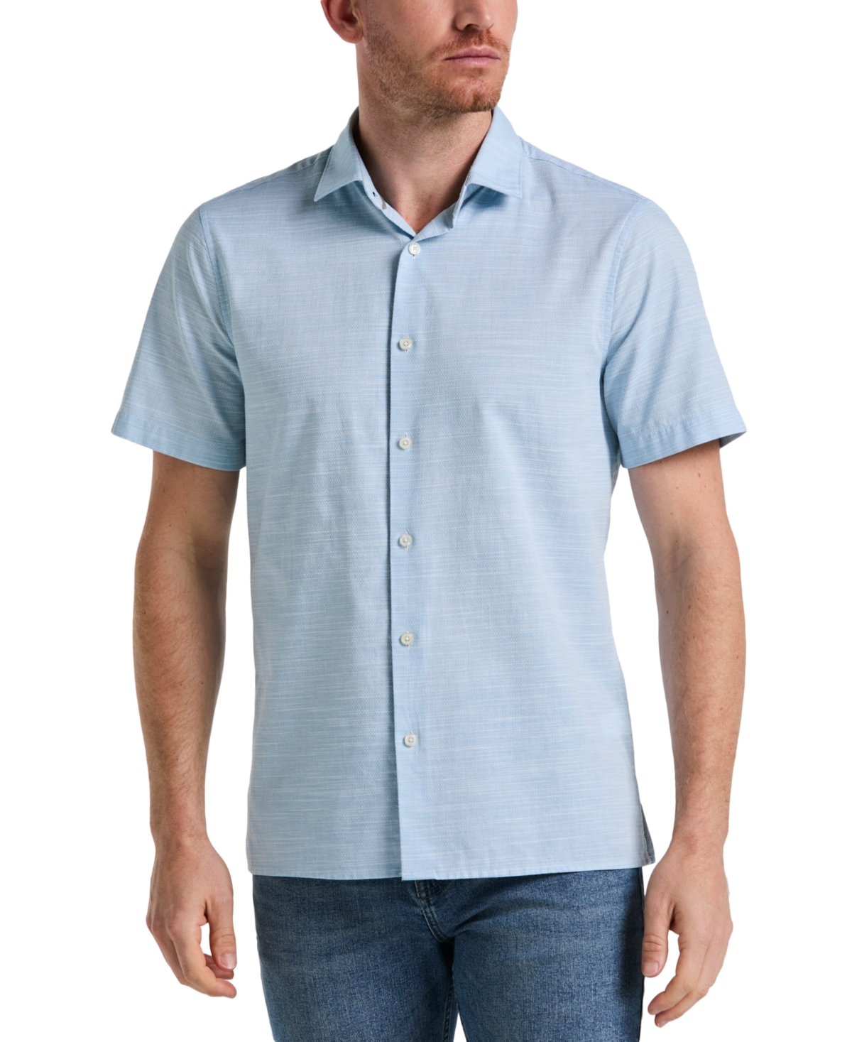 Men's Cotton Dobby Short Sleeve Button-Front Shirt - Otter