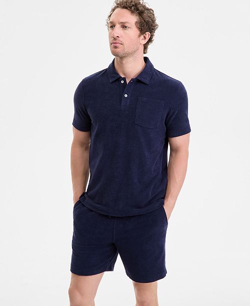 alfani Club Room Men's Solid Terry Cloth Short-Sleeve Polo Shirt Exclusively at Macy's Men's Fashion & Accessories