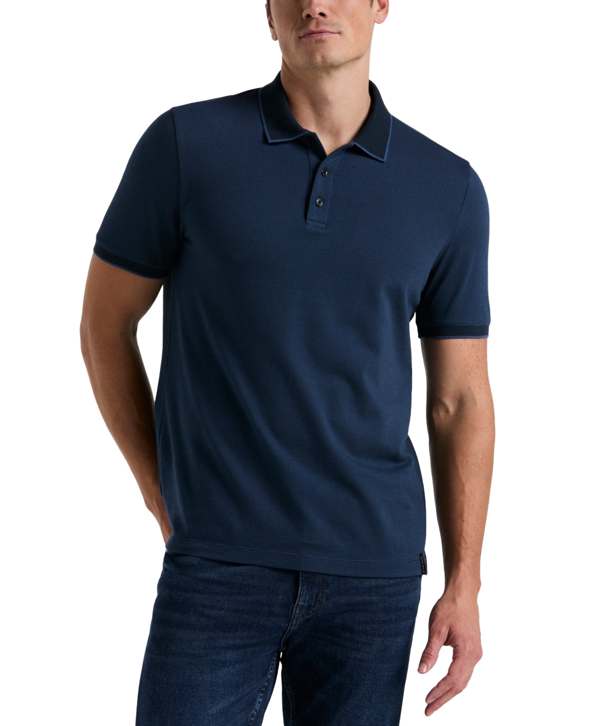 Men's All-Cotton Polo Shirt - Dark Sapphire