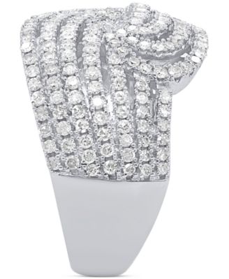 Diamond Multirow Swirl Statement Ring (1 ct. t.w.) in Sterling Silver