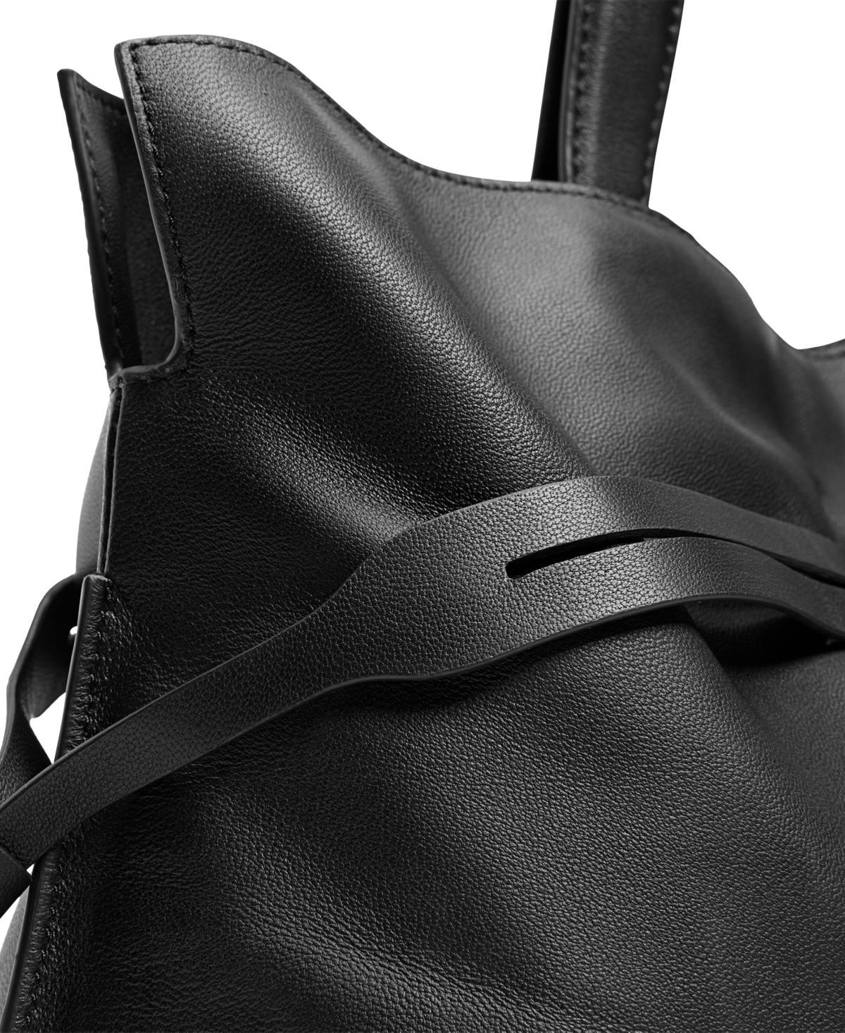 Sam Edelman Poppy Extra Large Leather Drawstring Crossbody In Black