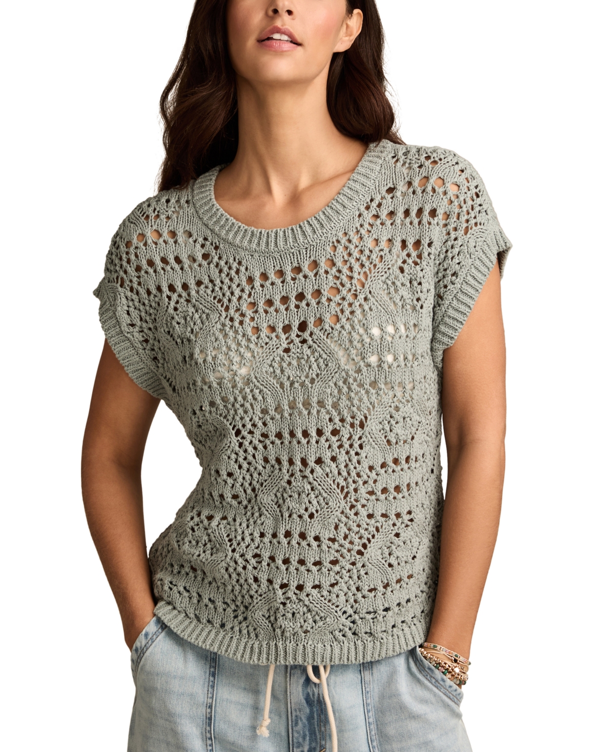 LUCKY BRAND CROCHET SWEATER VEST 
