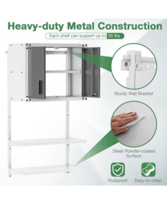 Metal Wall Cabinet with Lock and 3 Adjustable Shelves