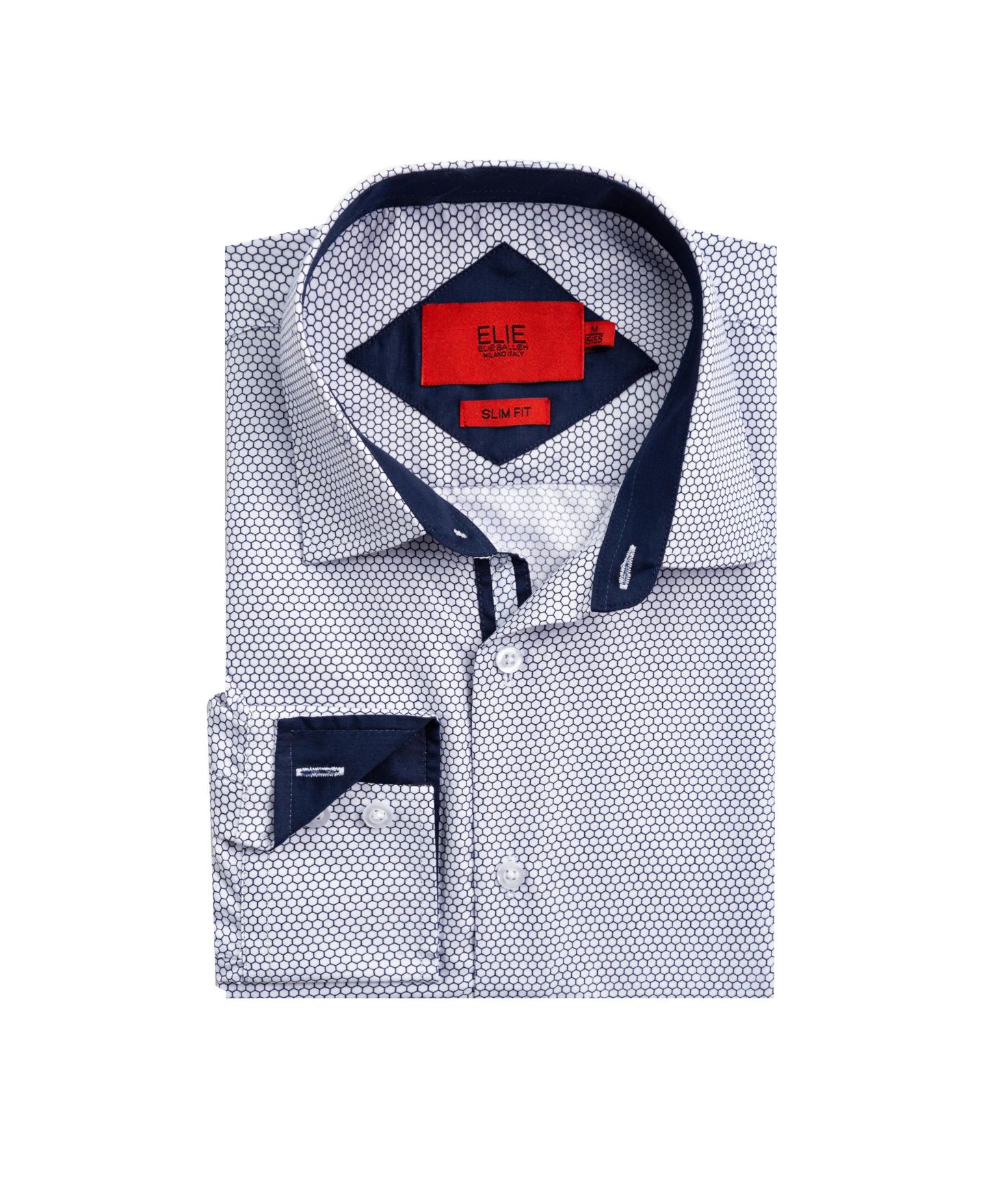 Рубашка Elie Balleh White Slim Fit Honeycomb Button-Down Shirt для мальчиков, цвет: Белый — фото 1