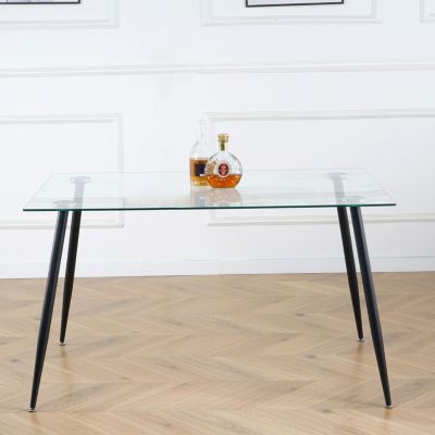 Streamdale Glass Dining Table with Metal Legs