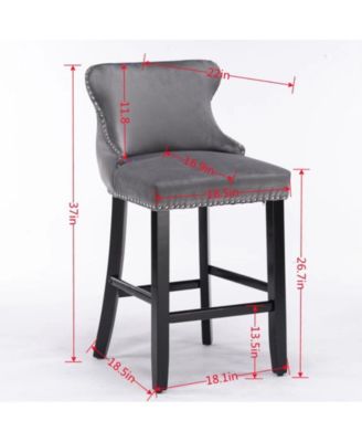 Velvet Wingback Bar Stools Set of 2