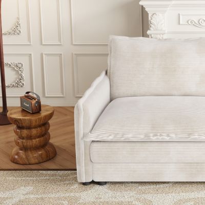  Corduroy 3-Seater Cloud Couch with Footrests & Cushions