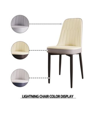 Modern PU Leather Dining Chairs with Cushions (Set of 4), Black Metal Legs.