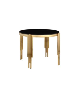 Round Glass Dining Table (38.6") w/ Polished Gold Legs