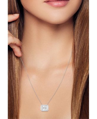 Sterling Silver Radiant Cut Solitaire Necklace