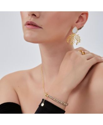 Mother Of Pearl Olive Branch Sterling Silver Earring