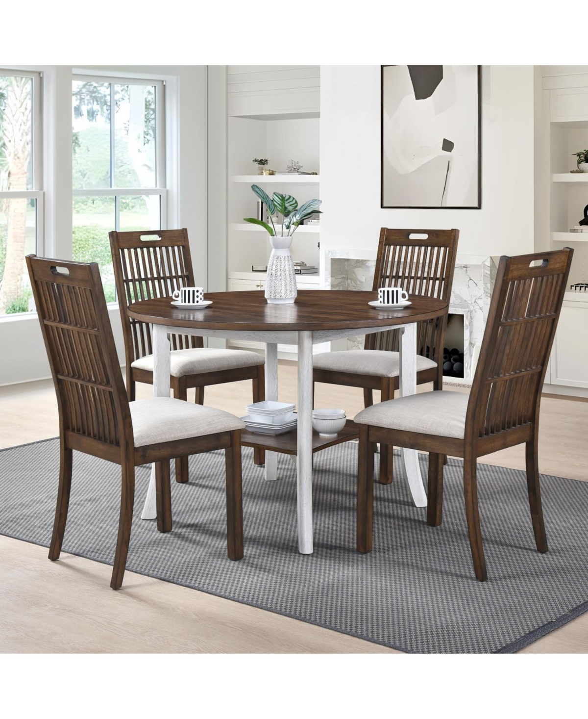 Streamdale Furniture Round Dining Furniture Set 1Table with 4 chairs