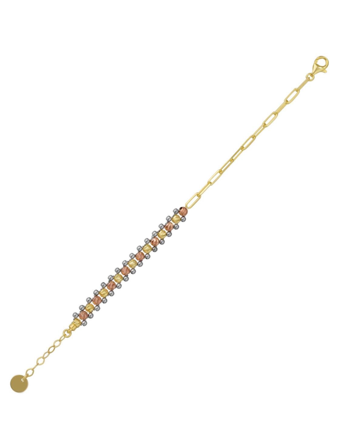 Dorissa Multi Bead Semi Chain Sterling Silver Bracelet - Silver