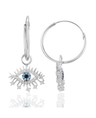 Evil Eye Earring Blue Eye Eyelash Sterling Silver Earring