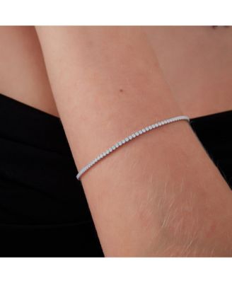 White Fine Opal Tennis Bracelet In Sterling Silver & Adjustable