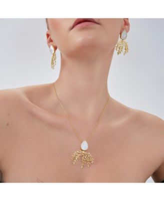 Mother Of Pearl Olive Branch Sterling Silver Necklace