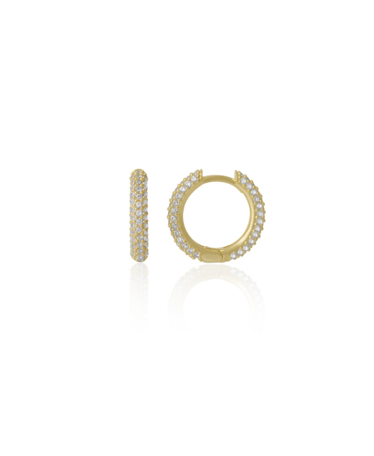 Pave Sterling Silver Hoop Earrings - Silver