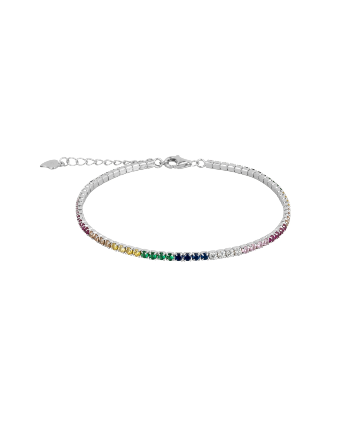 Rainbow Colourful Sterling Silver Tennis Bracelet - Silver