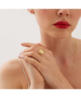 Sun Face Embossed Sterling Silver Medal Ring