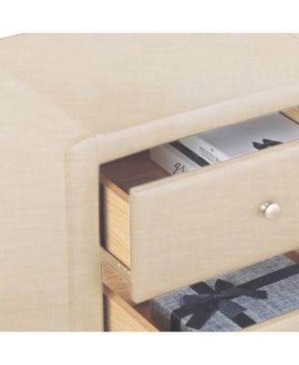 Two-Drawer Upholstered Nightstand – Chic Bedroom Storage with Upholstered Details