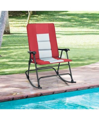 Foldable Rocking Padded Portable Camping Chair with Backrest and Armrest