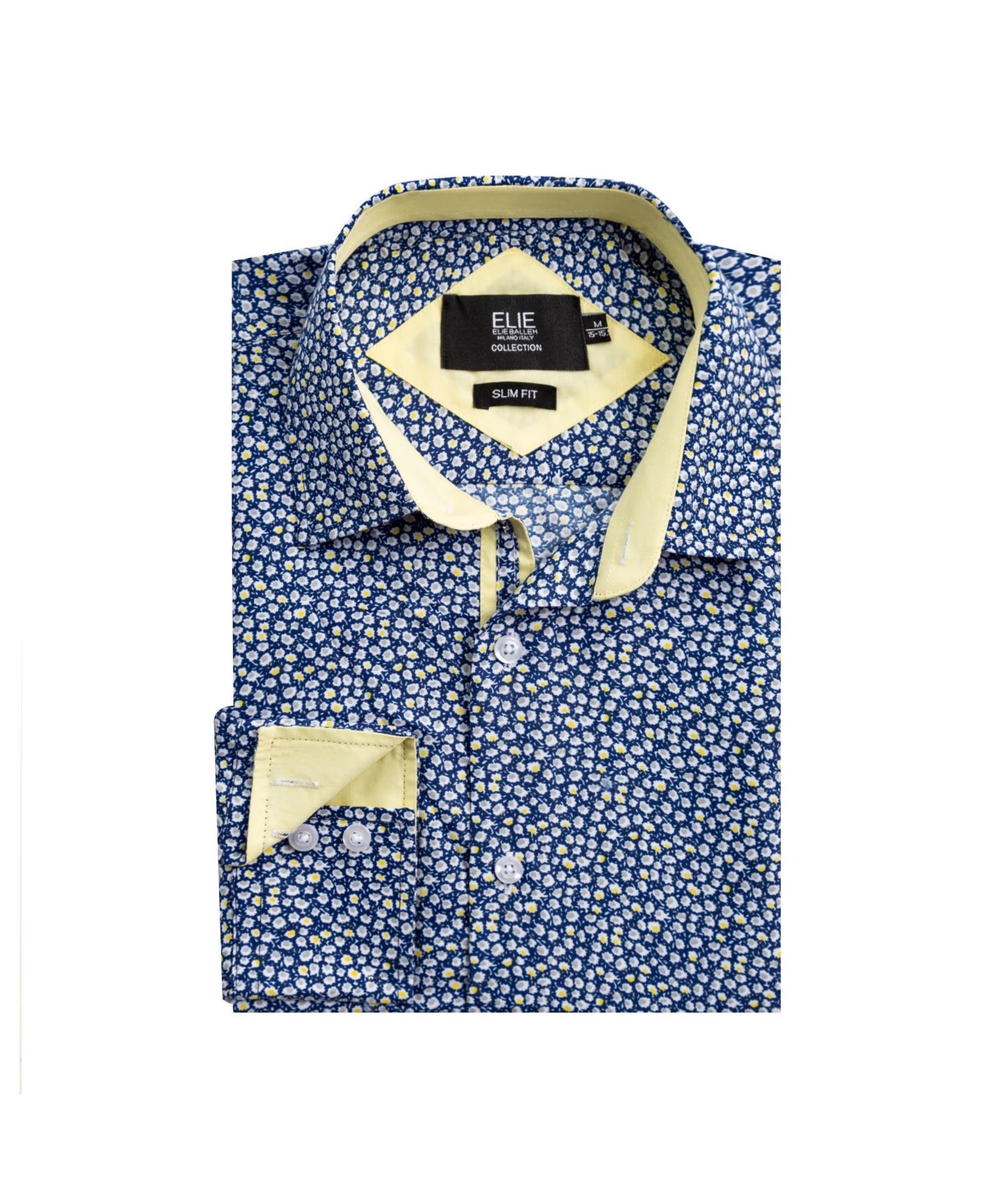 Рубашка Elie Balleh Navy Slim Fit Floral Shirt для мальчиков, цвет: Тёмно-синий — фото 1