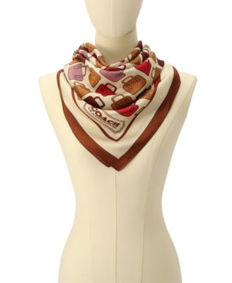 Women's Trompe L'Oeil Bag Print Silk Square Scarf