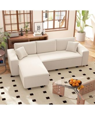 Chaise Sectional Sofa, Corduroy Fabric Corner Couch,