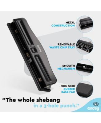 3 Hole Punch Heavy Duty, 3 Ring Hole Puncher for Binder, 10 Sheet Adjustable Paper Punch, Metal Three Hole Punch with Built-in Waste Chip Tray, Desktop 3 Hole Puncher Rubber Base, White - by Enday