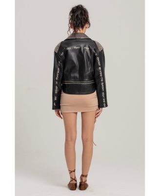Women's Studded Genuine Leather Jacket