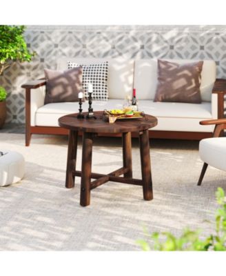 Patio End Table with Solid Wood Structure for Garden Deck Poolside and Indoors