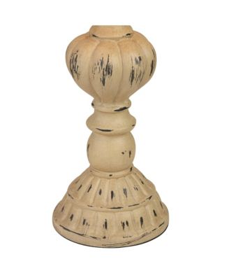 Trinidad Country Cottage Table Lamps 26 1/2" High Set of 2 Antique White Candlestick Rattan Tapered Drum Shade for Bedroom Living Room