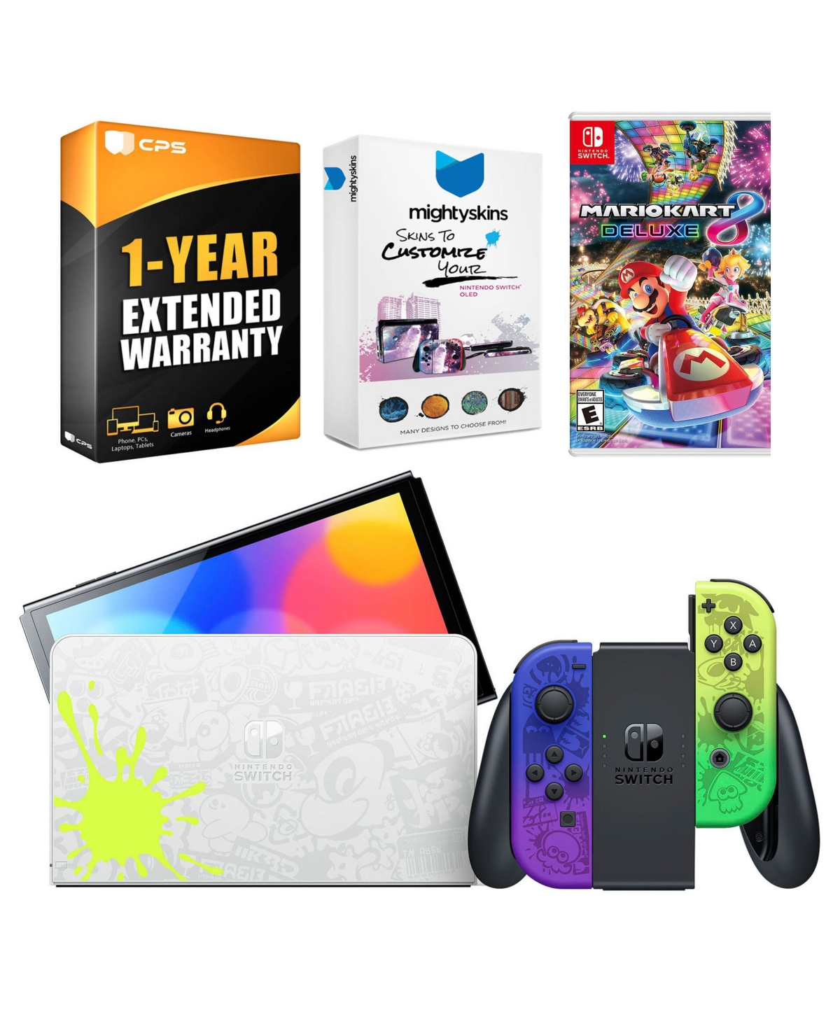 Nintendo Switch Oled Console Splatoon 3 Special Edition with Mario Kart 8 Deluxe