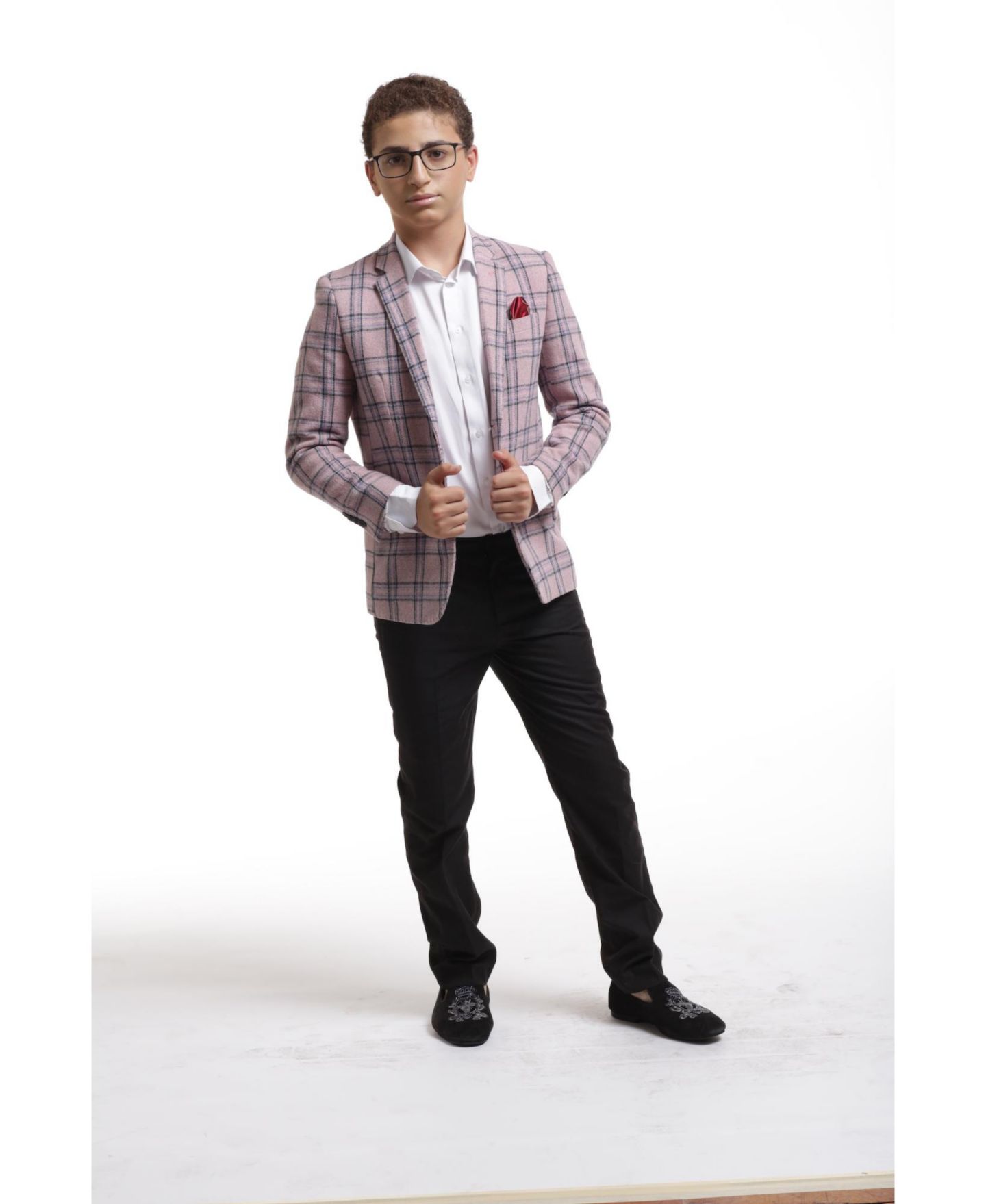 Куртка Elie Balleh Pink Slim Fit Plaid Jacket для мальчиков, цвет: Розовый — фото 1