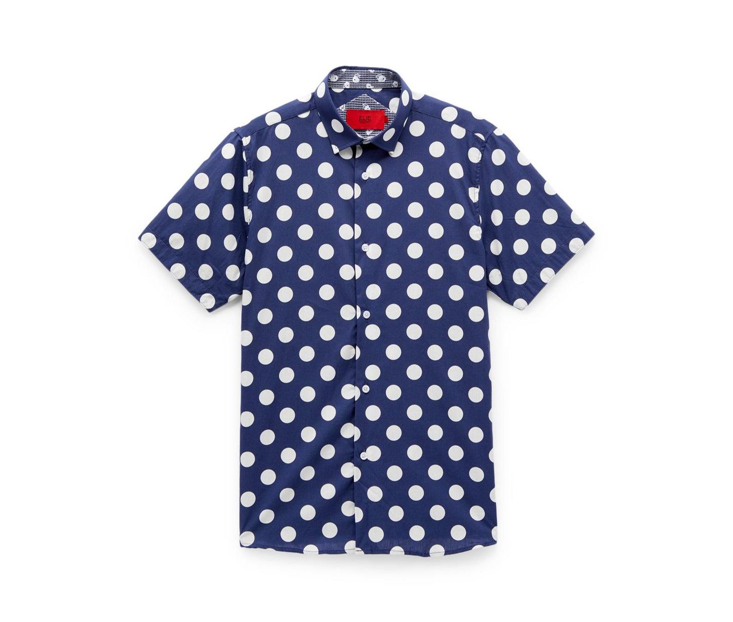 Рубашка Elie Balleh Navy Short Sleeve Navy Polka Dot Slim Fit Short Sleeve Shirt для мальчиков, цвет: Тёмно-синий — фото 1