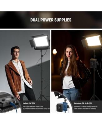 100W Bi Color LED Panel Video Light Kit, 960 LEDs 38600Lux0.5m 2500K-8500K CRI96+/TLCI97+ 0-100% Dimming, APP/2.4G/Panel/DMX Control for Pro Studio Photography Recording Stage Lighting, AP100B