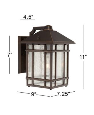 Sierra Craftsman Mission Outdoor Wall Light Fixtures Set of 2 Rubbed Bronze 11" Seedy Glass for Post Exterior Barn Deck House Porch Yard