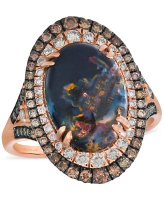 Aquadite (4 ct. t.w.) & Diamond (3/4 ct. t.w.) Double Halo Ring in 14k Rose Gold