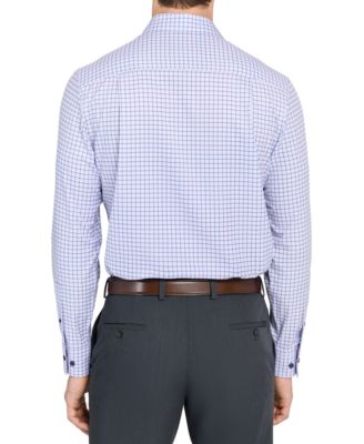 Men's Slim Fit Square Plaid 4-Way Stretch Performance Dress Shirt 
