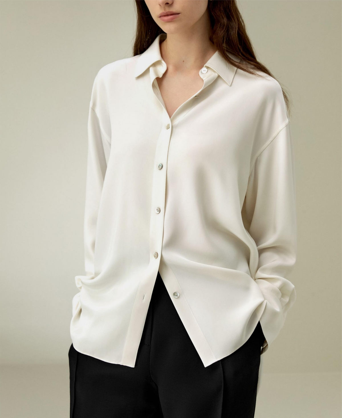 Women's The One Relaxed Fit Silk Shirt - Natural white