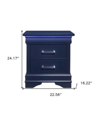 Solid Wood Nightstand with Two Drawers and Built-In Light for Bedroom